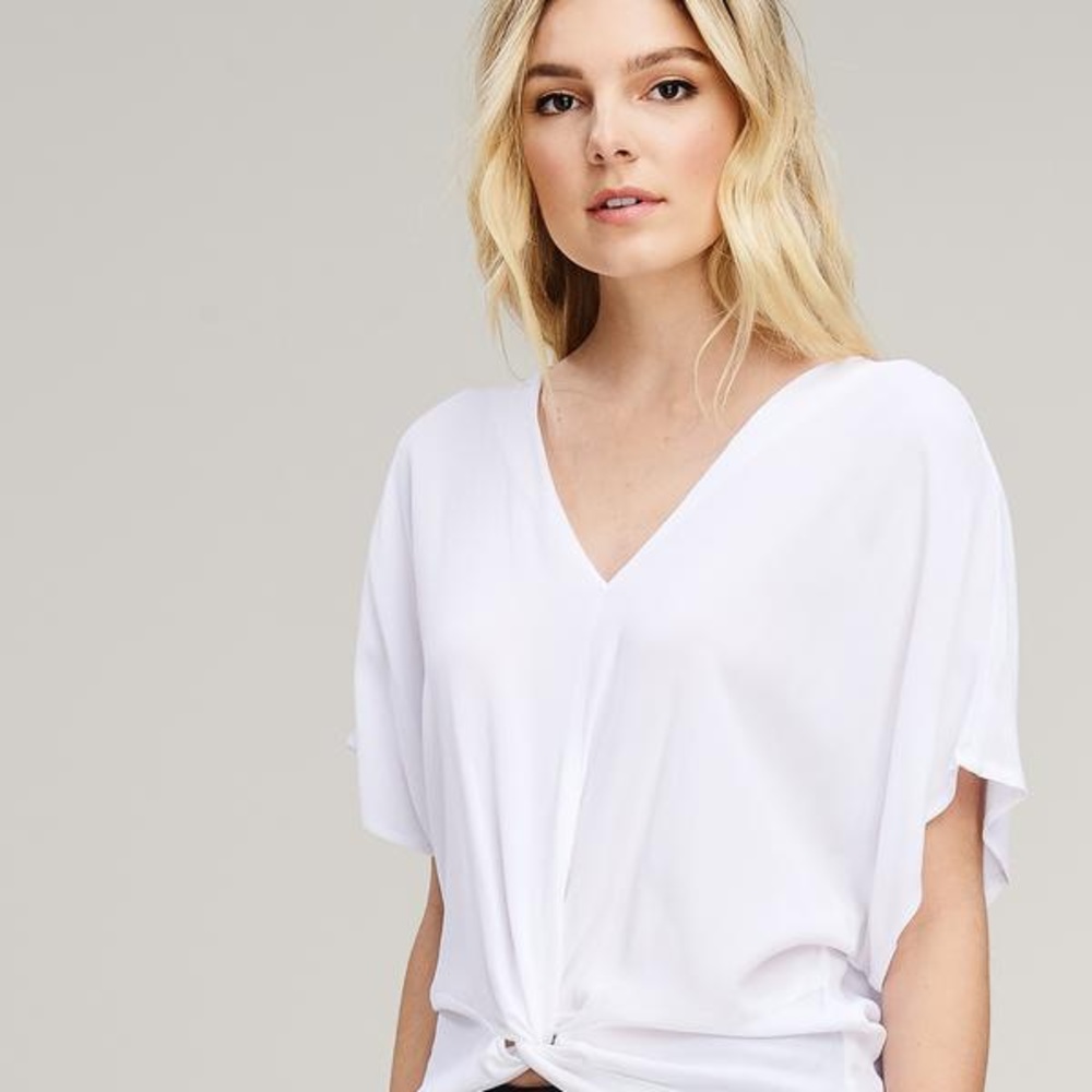 Arrays | White V-Neck Twist Blouse